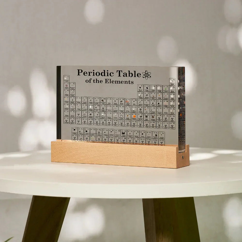 Illuminated Periodic Table with Real Elements