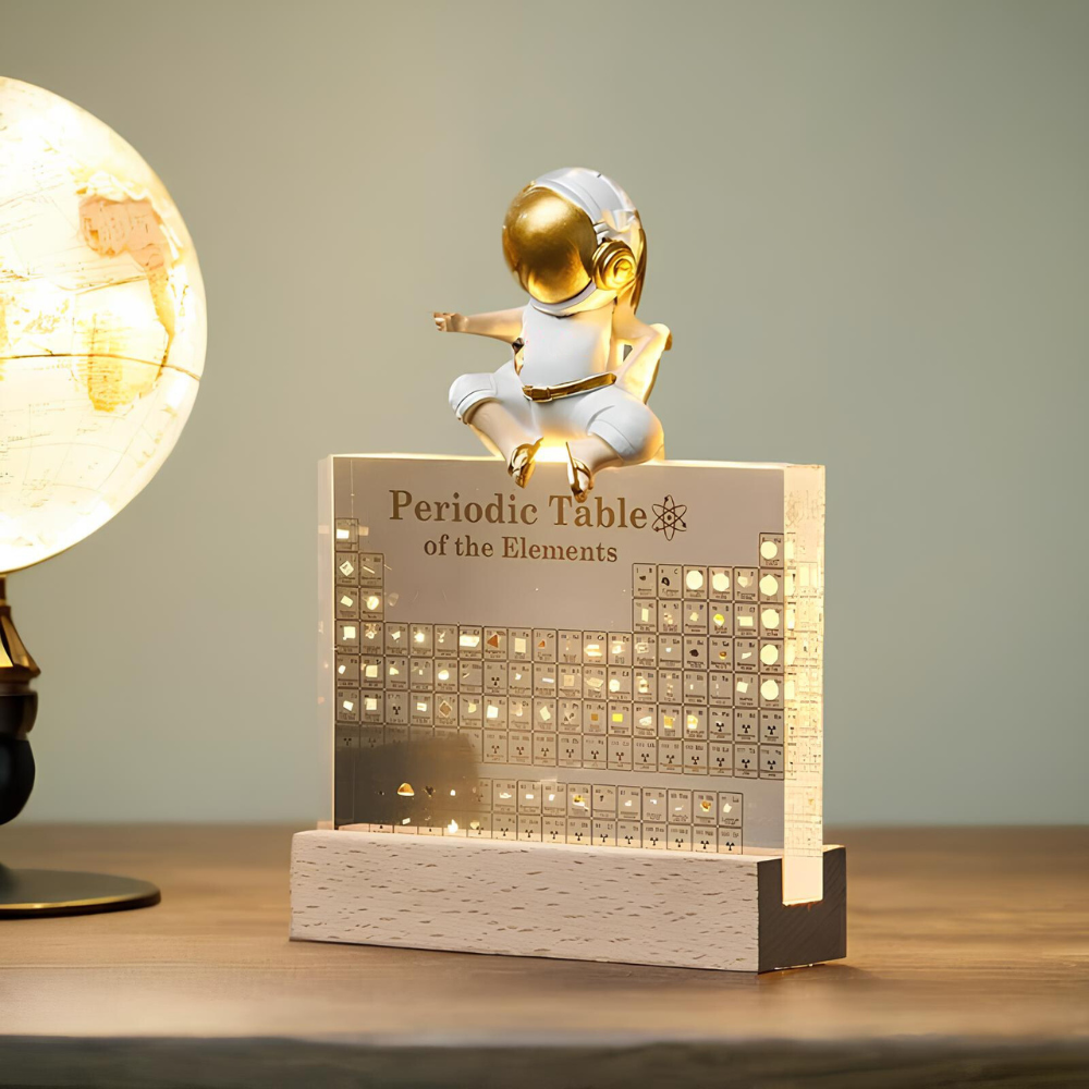 Illuminated Periodic Table with Real Elements