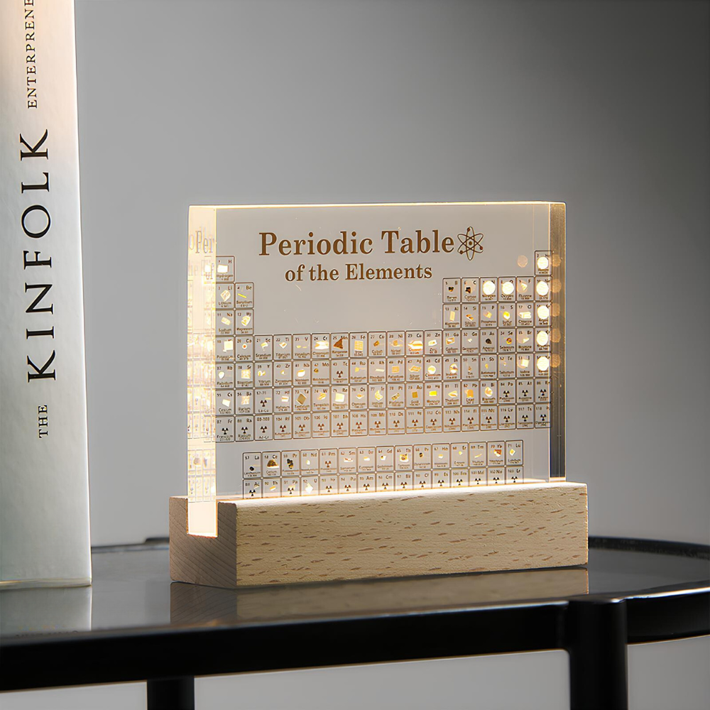 Illuminated Periodic Table with Real Elements