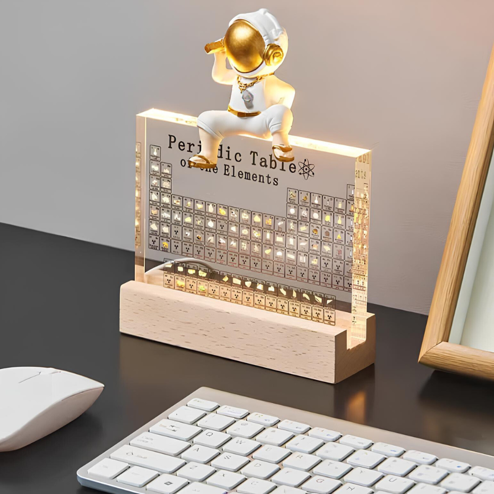 Illuminated Periodic Table with Real Elements