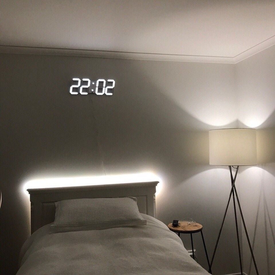3D LED Digital Wall Clock - Modern, Dimmable Light Display
