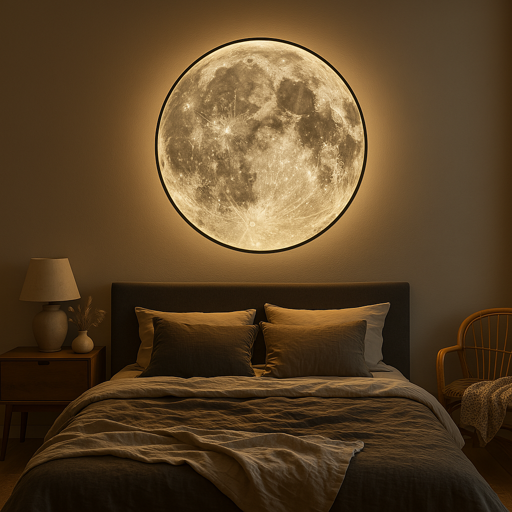 Realistic Moon Crater Wall Lamp with Ambient LED Glow