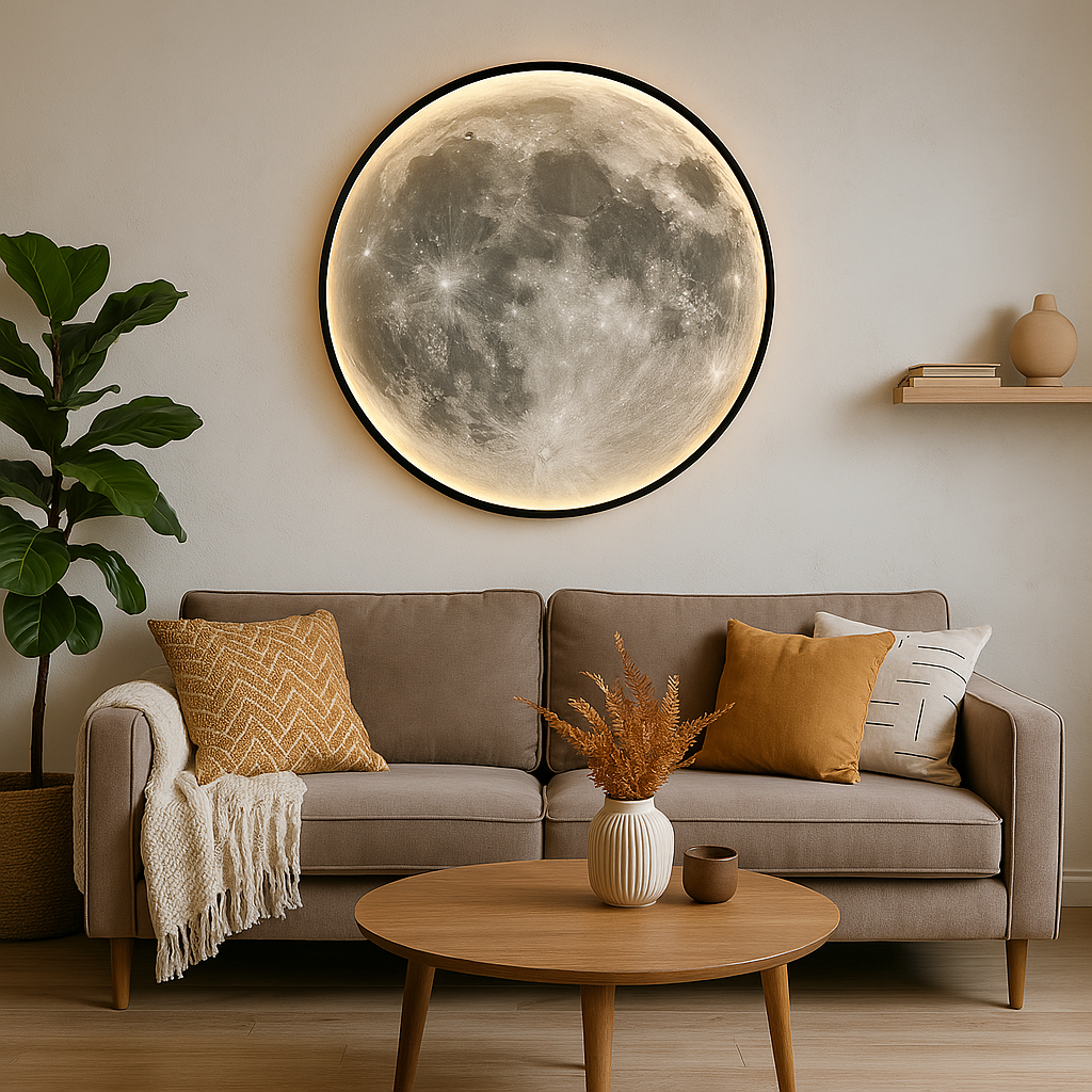 Realistic Moon Crater Wall Lamp with Ambient LED Glow