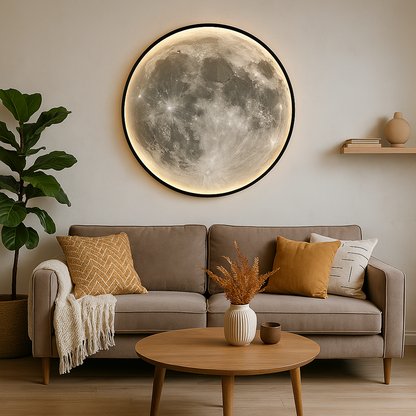 Realistic Moon Crater Wall Lamp with Ambient LED Glow