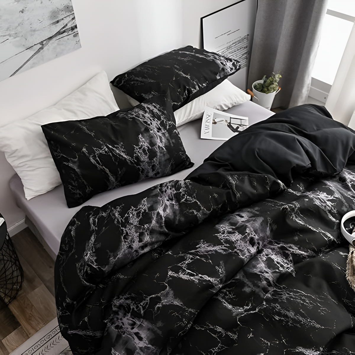 Black Marble 3-Piece Duvet Cover Sets