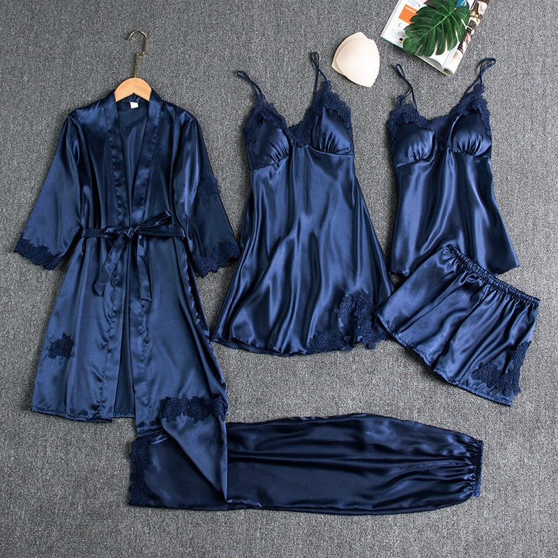 Women's Elegant Satin Lace Pajama Set