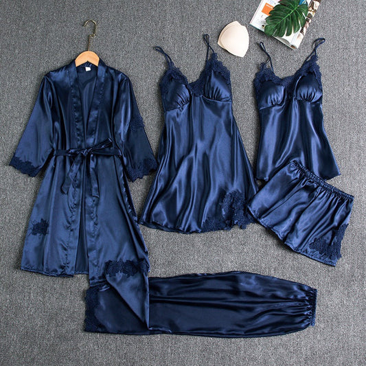 Women's Elegant Satin Lace Pajama Set