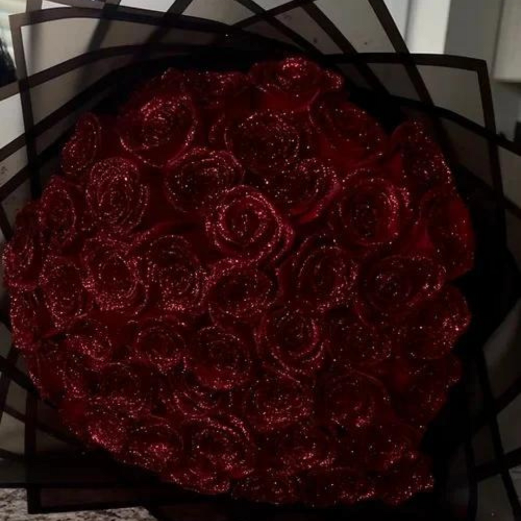 Luxurious Sparkling Roses with Shimmering Finish