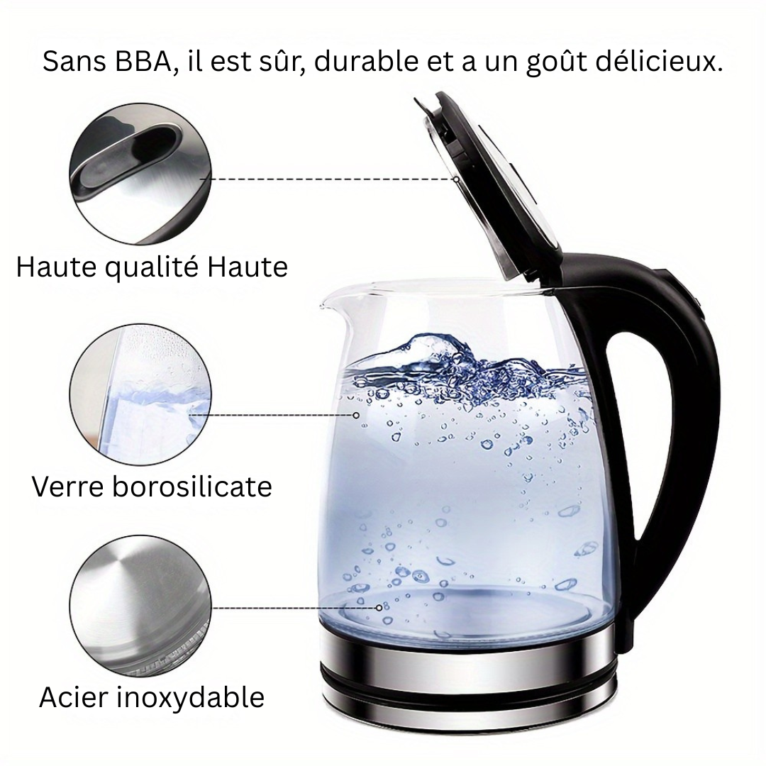 Glass Electric Kettle: Fast Boil 2L, LED, Auto Shut-off