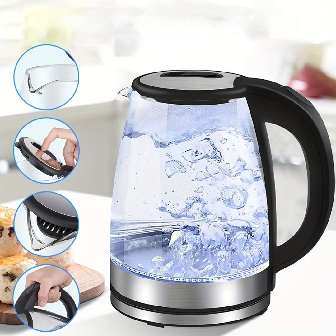 Glass Electric Kettle: Fast Boil 2L, LED, Auto Shut-off