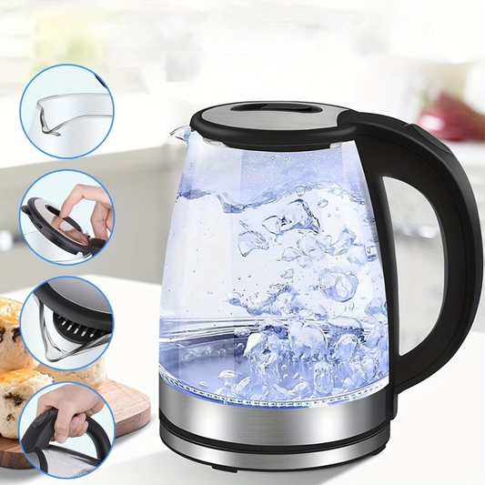 Glass Electric Kettle: Fast Boil 2L, LED, Auto Shut-off