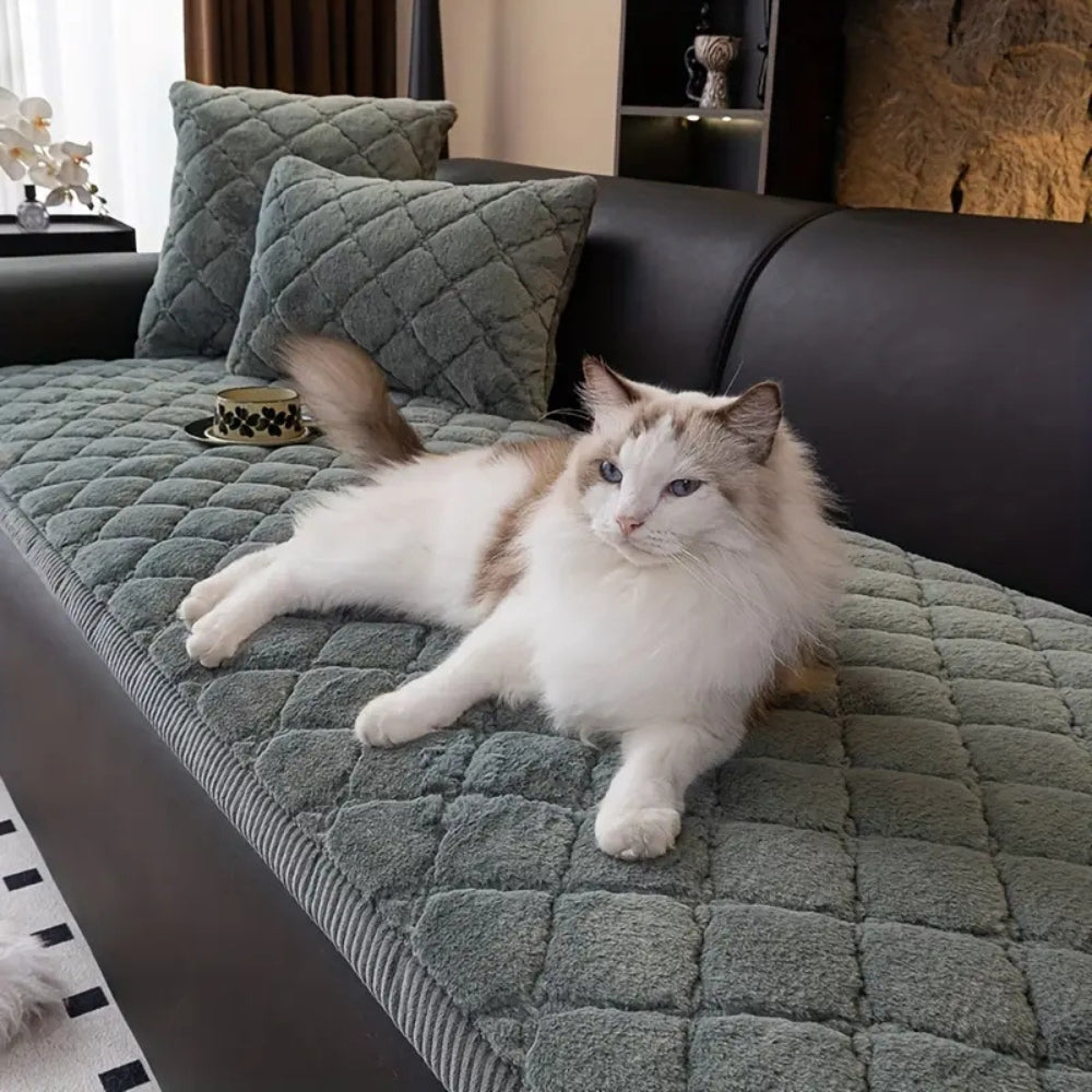 Plush Diamond Quilted Sofa Protector Cover