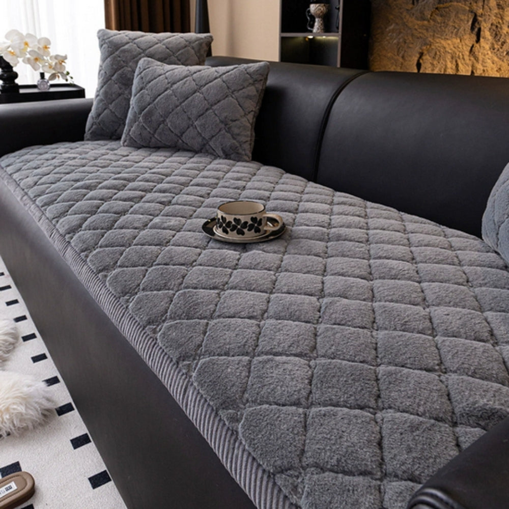 Plush Diamond Quilted Sofa Protector Cover