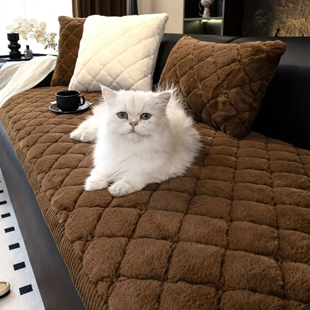 Plush Diamond Quilted Sofa Protector Cover