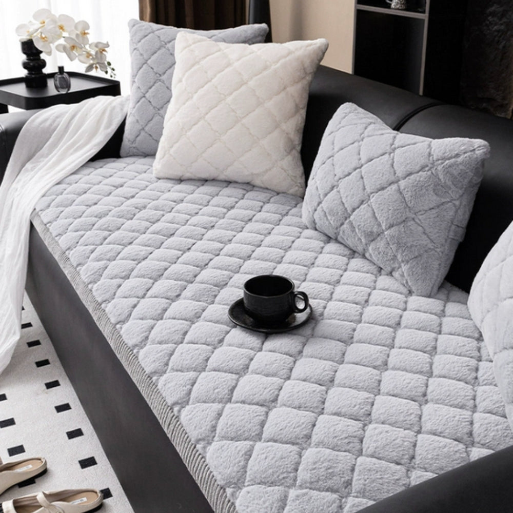 Plush Diamond Quilted Sofa Protector Cover
