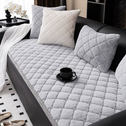 Plush Diamond Quilted Sofa Protector Cover