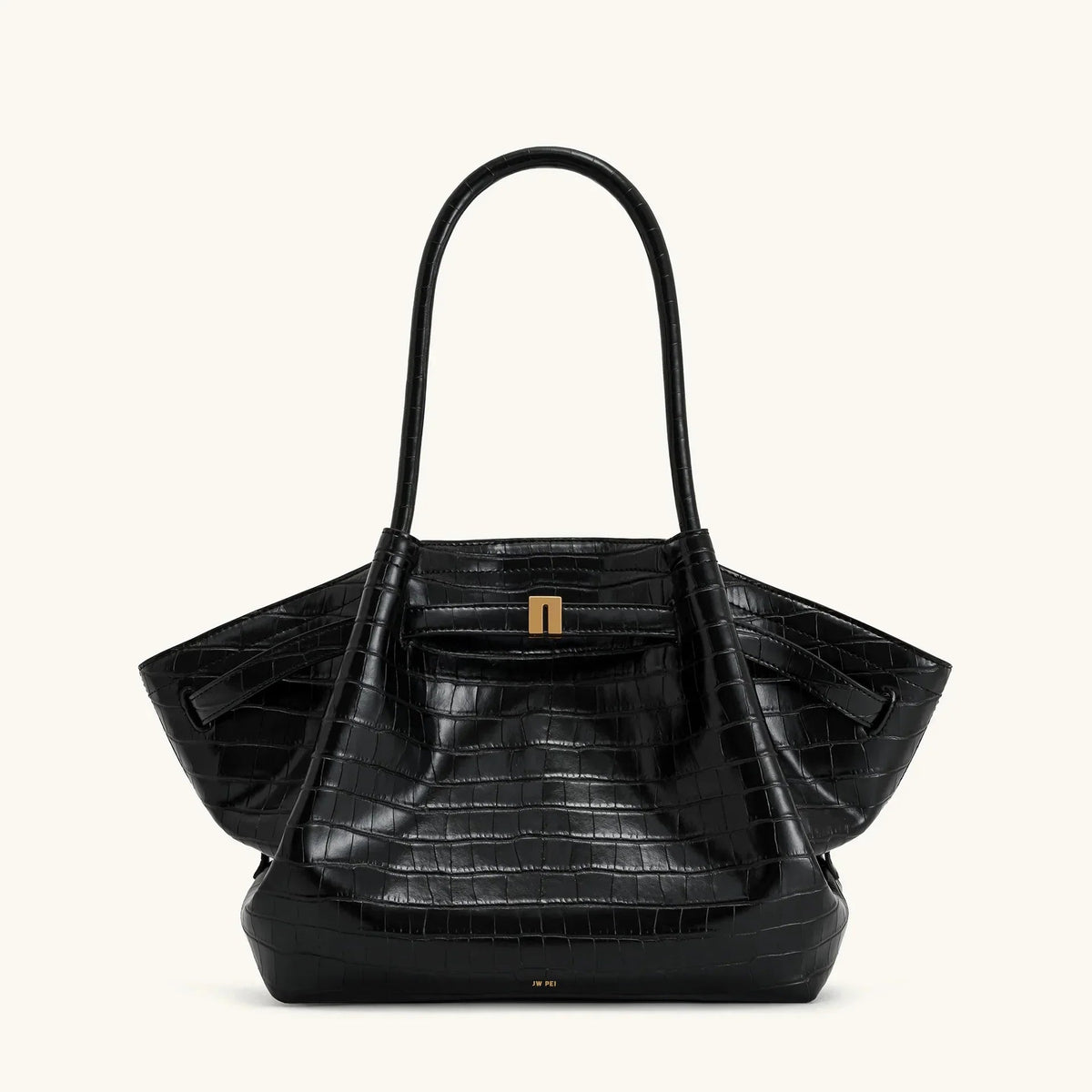 Elegant Black Faux Suede Shoulder Tote - Spacious & Stylish