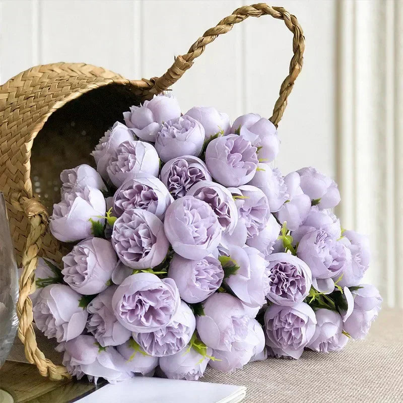 27 Realistic Silk Peony Blooms in Soft, Romantic Shades