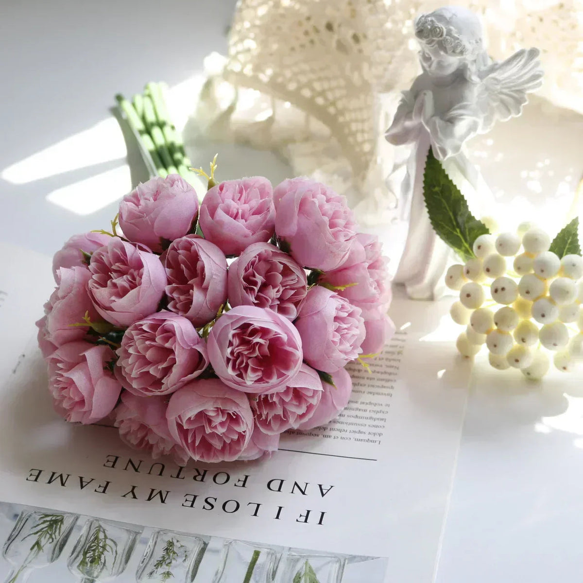 27 Realistic Silk Peony Blooms in Soft, Romantic Shades