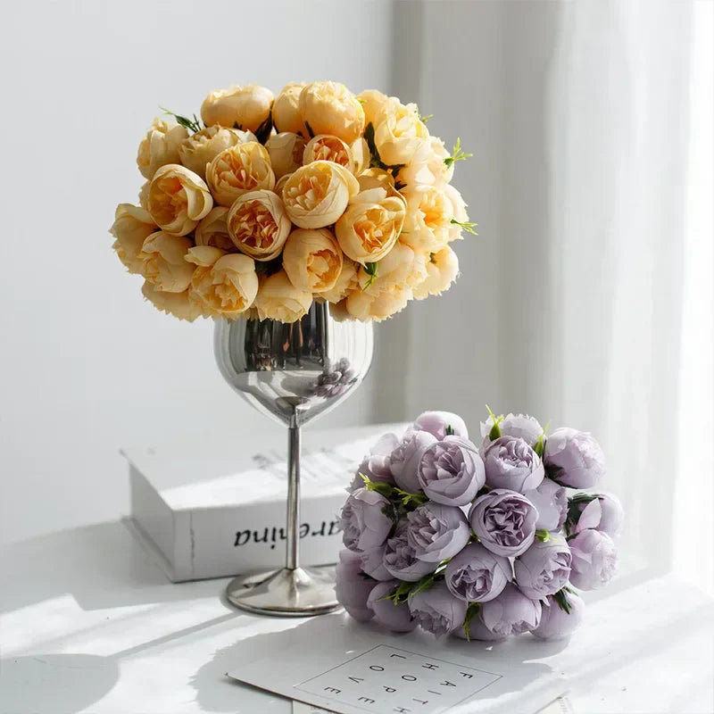27 Realistic Silk Peony Blooms in Soft, Romantic Shades