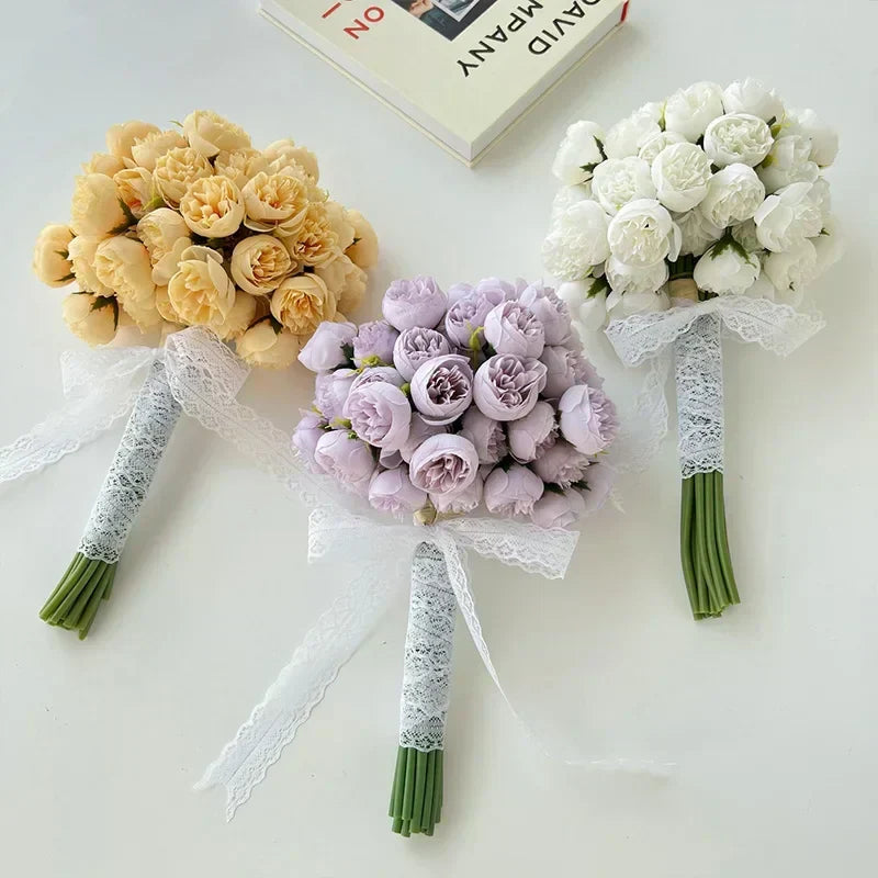 27 Realistic Silk Peony Blooms in Soft, Romantic Shades