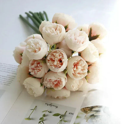 27 Realistic Silk Peony Blooms in Soft, Romantic Shades