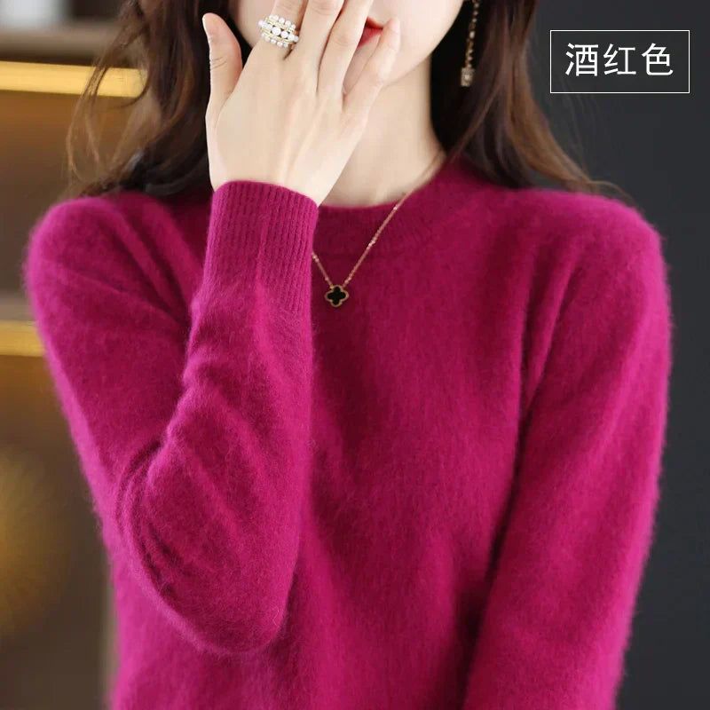 Lyrawea Women's Cashmere O-Neck Slim Fit Sweater