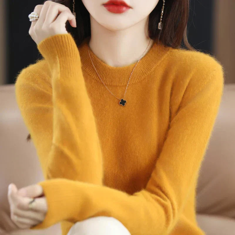 Lyrawea Women's Cashmere O-Neck Slim Fit Sweater