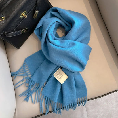 Lyvara Wool Winter Narrow Scarf Unisex Solid Color Warm And Soft