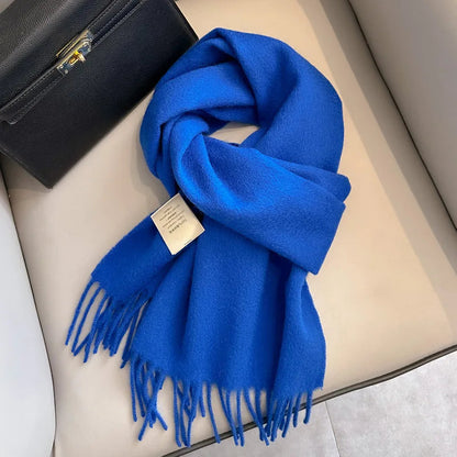 Lyvara Wool Winter Narrow Scarf Unisex Solid Color Warm And Soft