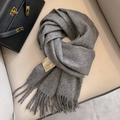 Lyvara Wool Winter Narrow Scarf Unisex Solid Color Warm And Soft