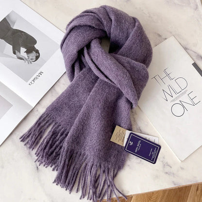 Lyvara Wool Winter Narrow Scarf Unisex Solid Color Warm And Soft