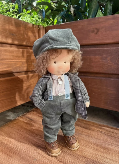 MELLOMINA – Handmade Waldorf doll made of pure cotton with 30 cm tall, soft body for children
