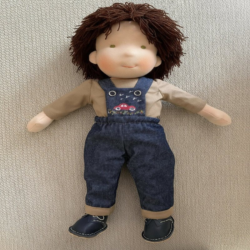 MELLOMINA – Handmade Waldorf doll made of pure cotton with 30 cm tall, soft body for children
