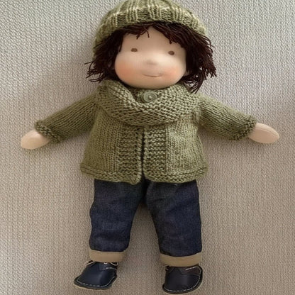 MELLOMINA – Handmade Waldorf doll made of pure cotton with 30 cm tall, soft body for children