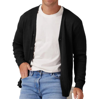 Men's Casual Long-Sleeved V-Neck Knit Cardigan