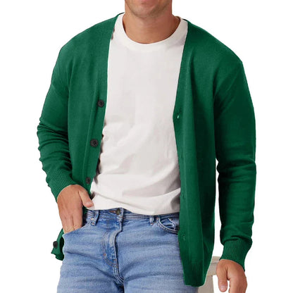 Men's Casual Long-Sleeved V-Neck Knit Cardigan