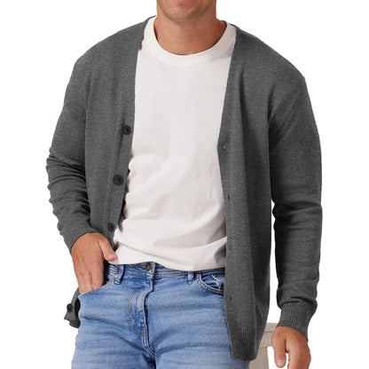 Men's Casual Long-Sleeved V-Neck Knit Cardigan