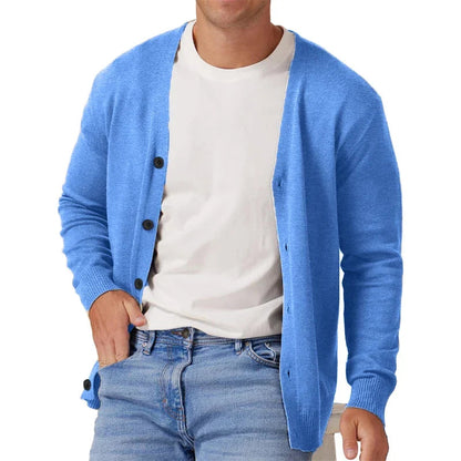 Men's Casual Long-Sleeved V-Neck Knit Cardigan
