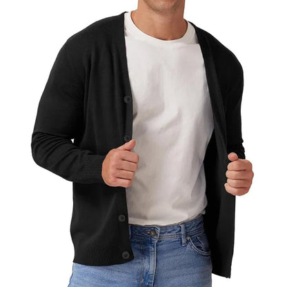 Men's Casual Long-Sleeved V-Neck Knit Cardigan