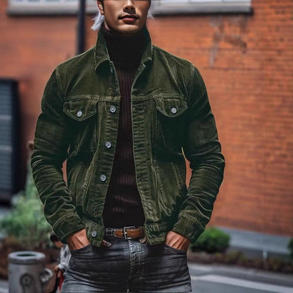Men's Classic Fit Corduroy Jacket with Chest Pockets