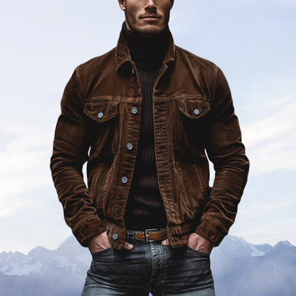 Men's Classic Fit Corduroy Jacket with Chest Pockets
