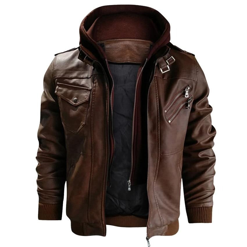 Men's Faux Leather Motorcycle Jacket
