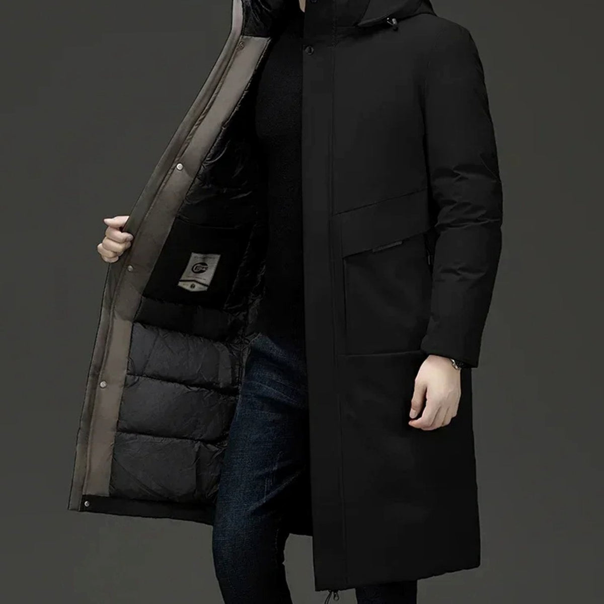 Men's Insulated Hooded Long Puffer Winter Coat