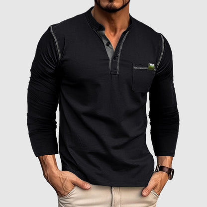 Men's Long-Sleeved Henley Shirt – Stylish Everyday Comfort