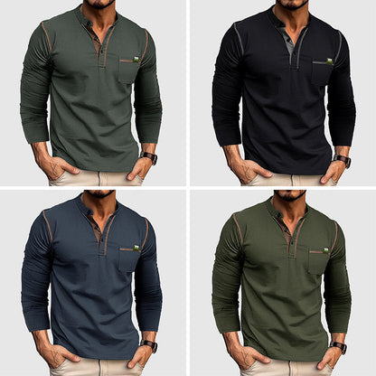 Men's Long-Sleeved Henley Shirt – Stylish Everyday Comfort