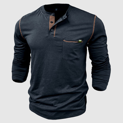 Men's Long-Sleeved Henley Shirt – Stylish Everyday Comfort