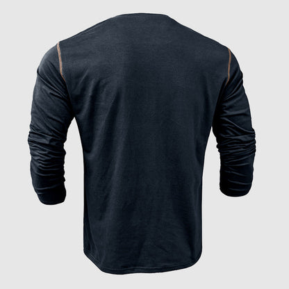 Men's Long-Sleeved Henley Shirt – Stylish Everyday Comfort