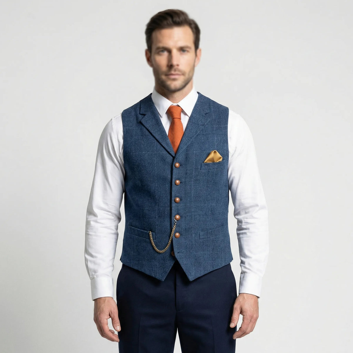 Men's Plaid V-Neck Waistcoat
