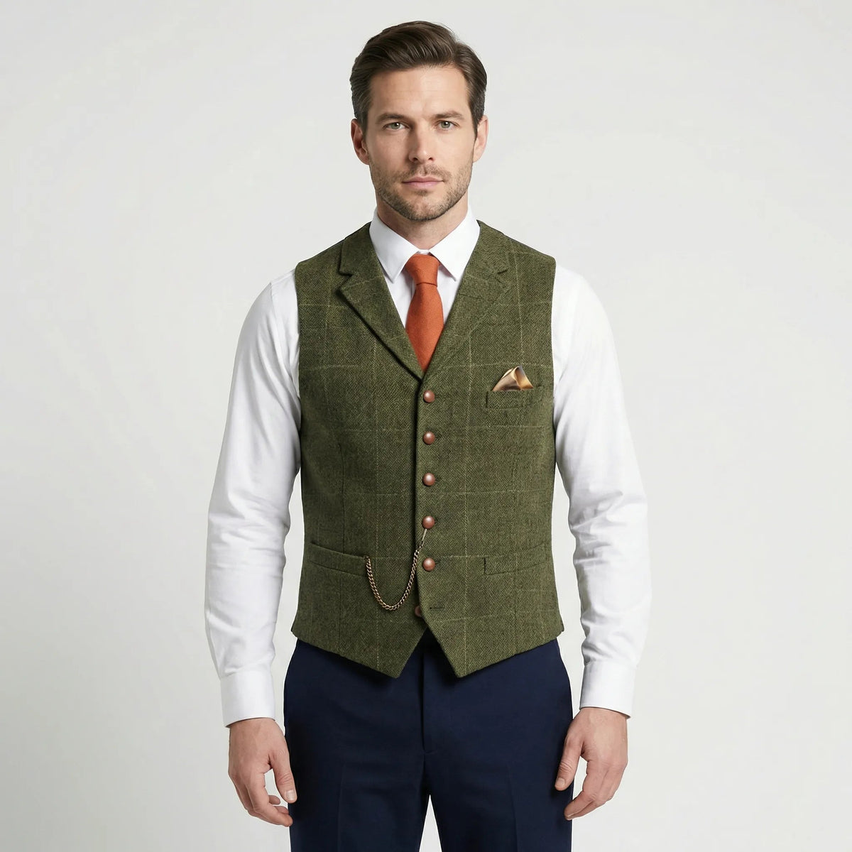 Men's Plaid V-Neck Waistcoat